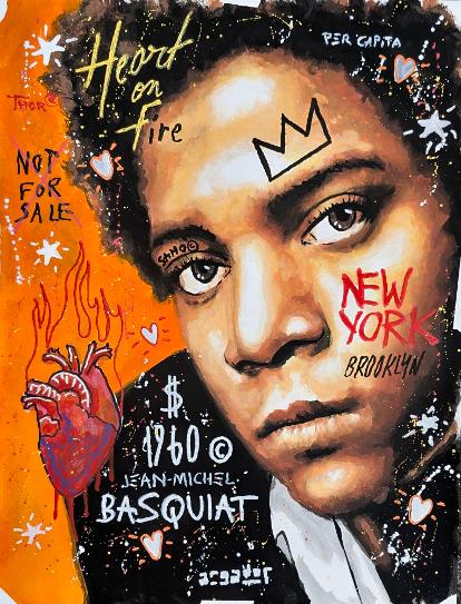 Peinture acrylique sur papier 300g : JM BASQUIAT